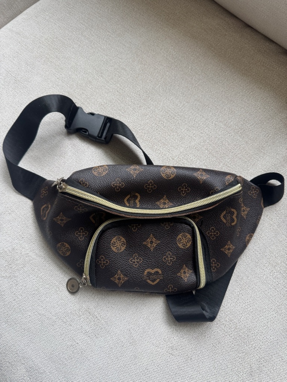 Designer-Style Brown Monogram Men’s Waist Bag